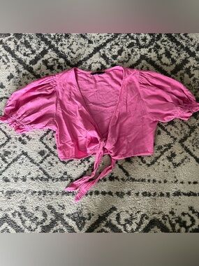 Tie-Front Pink Women's Crop Top Size M